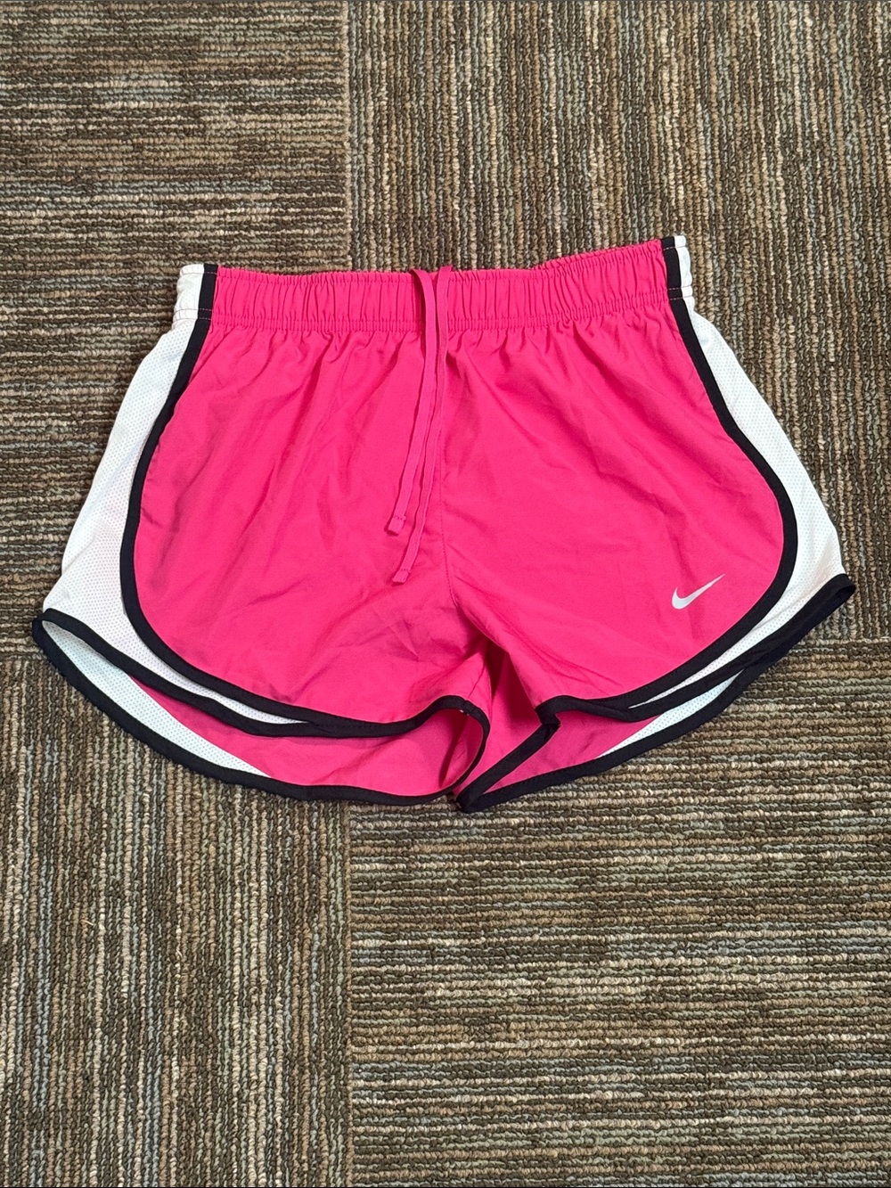 Nike Hot Pink Women's Athletic Shorts with White Panels and Black Trim